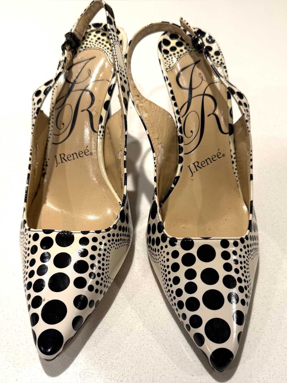 J.Renee Black and White Polka Dot Slingback Pumps